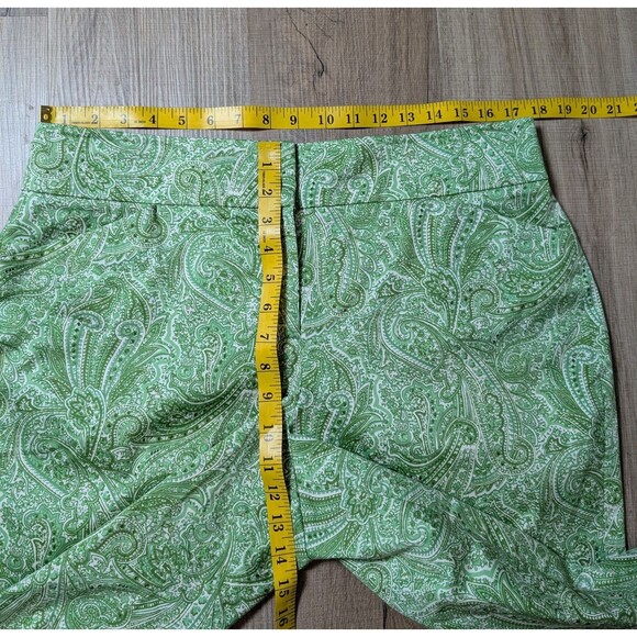 Talbots Size 12 Curvy Cropped Pants Green Paisley Pocket Straight Preppy Resort - Picture 11 of 12